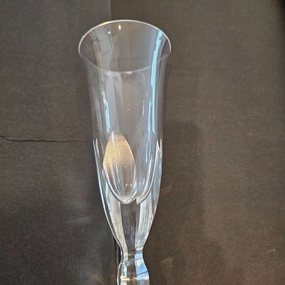 Three Cut Glass Heavy Champagne Flutes 8 1/2 inch high - Picture 3 of 10